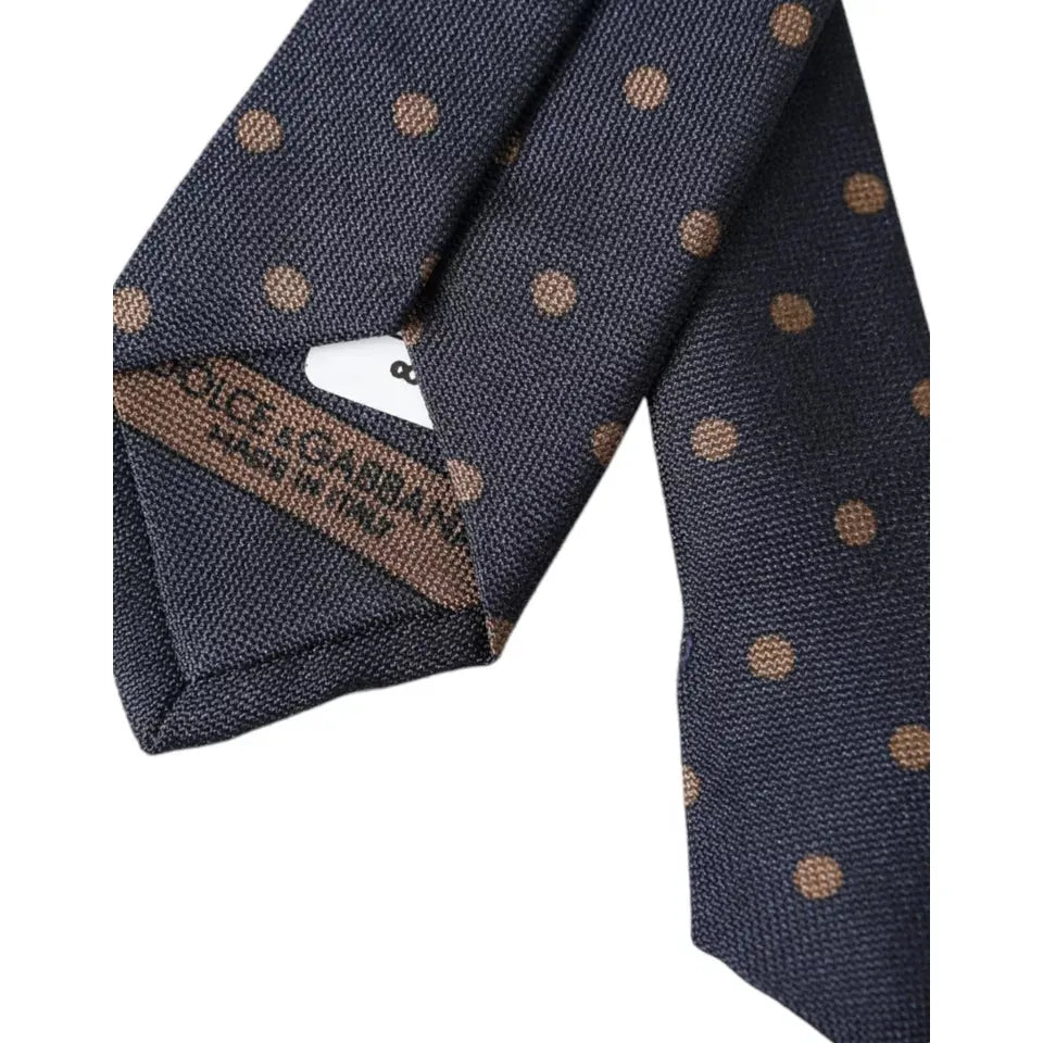 Dolce & Gabbana Black Dotted Fantasy Silk Adjustable Men Tie Dolce & Gabbana