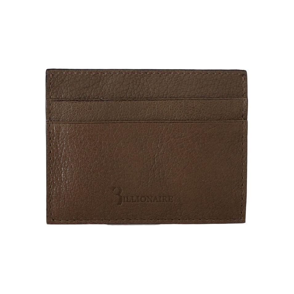Billionaire Italian Couture Brown Leather Cardholder Wallet Billionaire Italian Couture