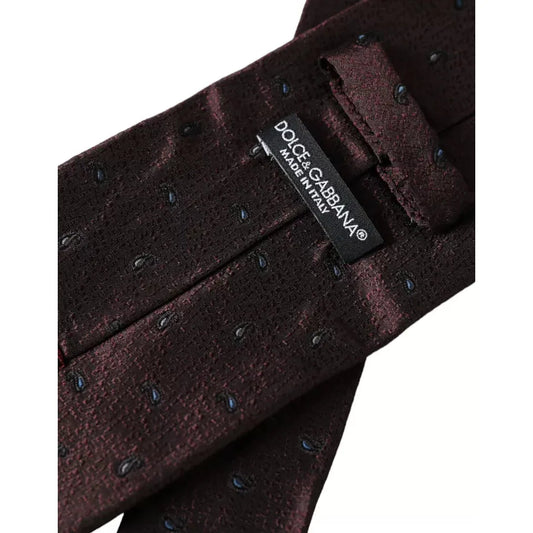 Dolce & Gabbana Bordeaux Fantasy 100% Silk Adjustable Men Tie Dolce & Gabbana