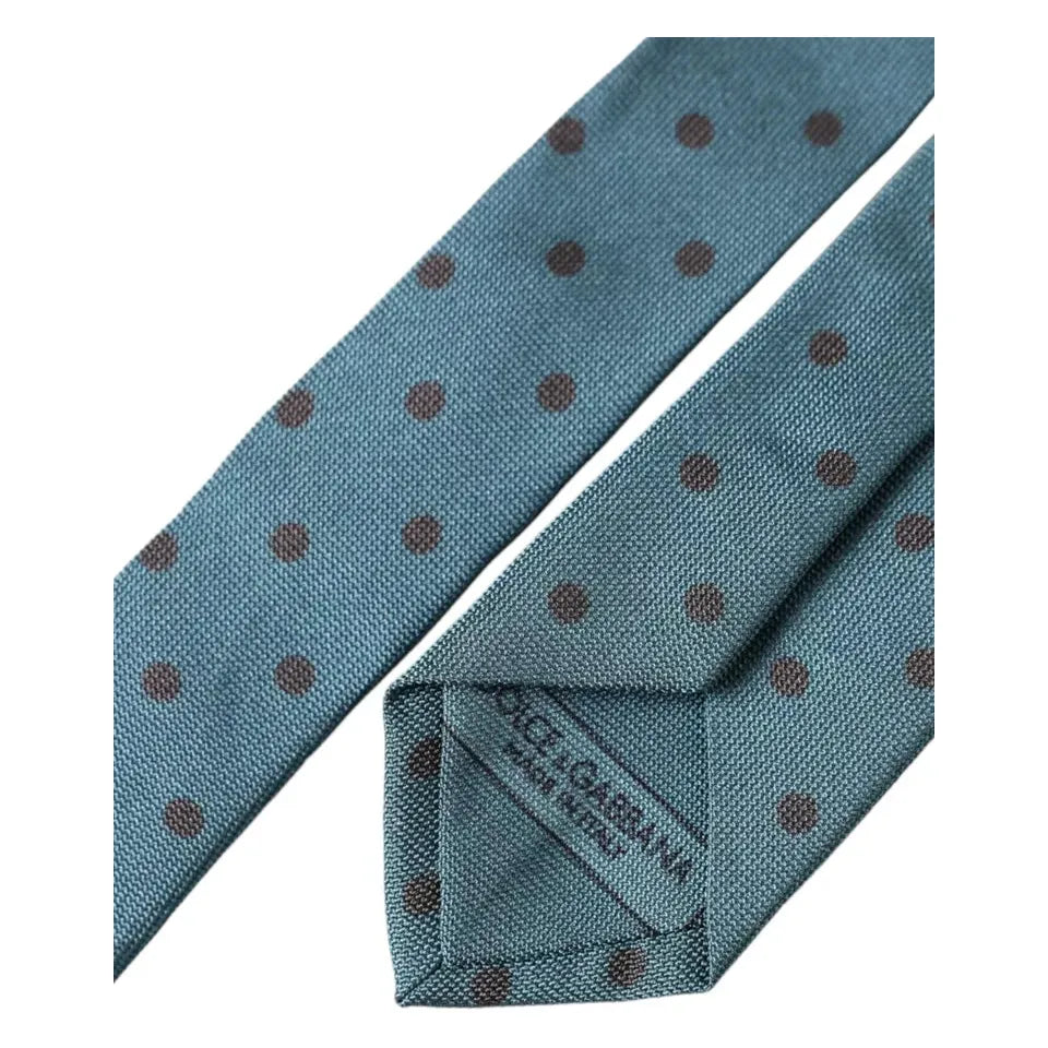 Dolce & Gabbana Green Black Polka Dot Silk Adjustable Men Tie Dolce & Gabbana Dim Gray
