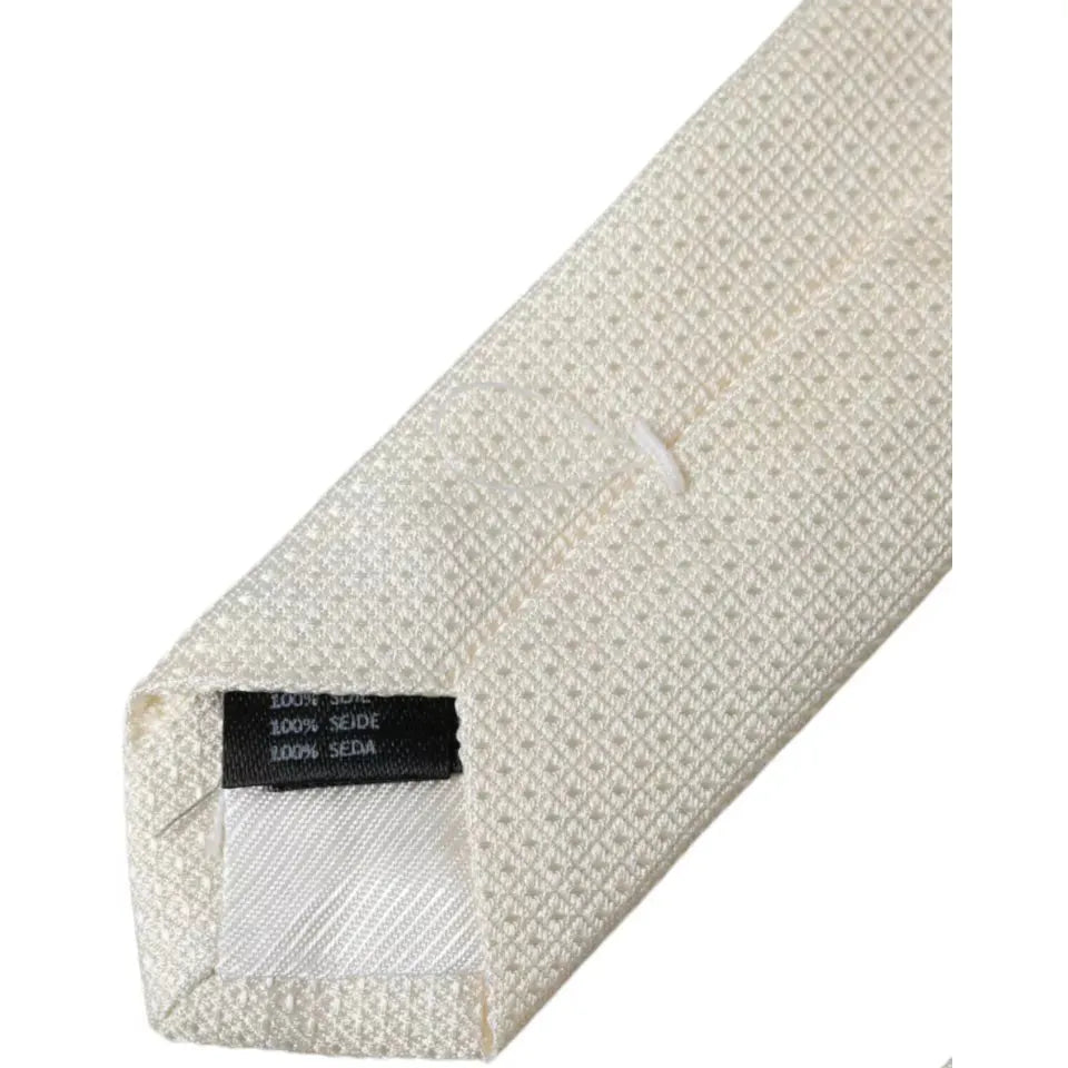 Dolce & Gabbana Off White Patterned Silk Classic Adjustable Tie