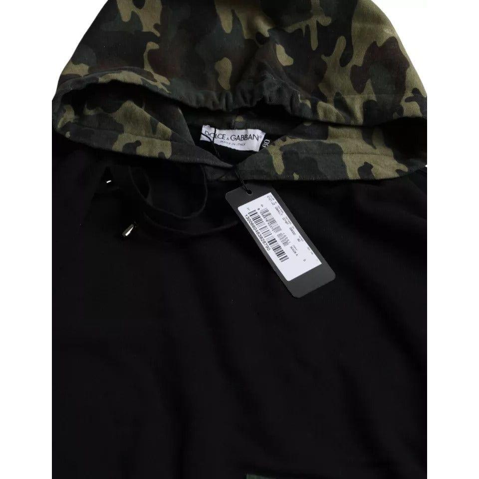 Dolce & Gabbana Black Camouflage Hooded Sweatshirt Sweater Dolce & Gabbana