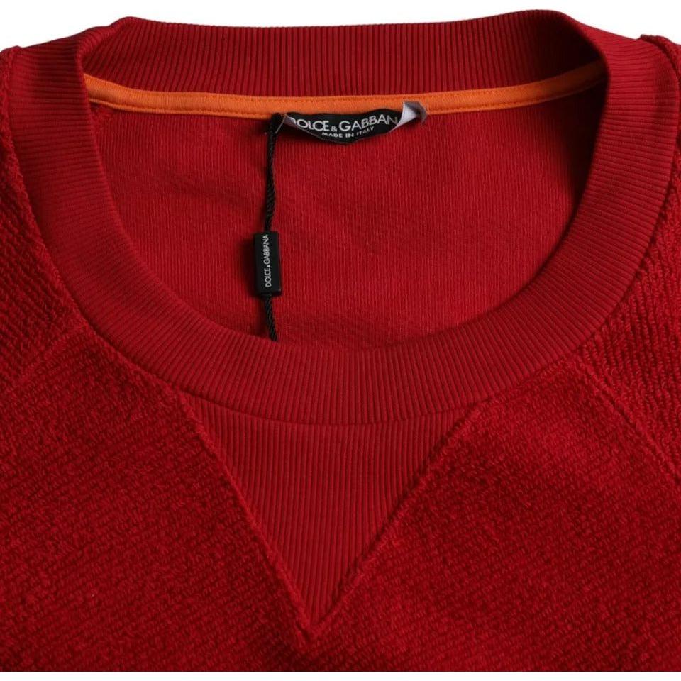 Dolce & Gabbana Red Logo Cotton Crew Neck Pullover Sweater Dolce & Gabbana