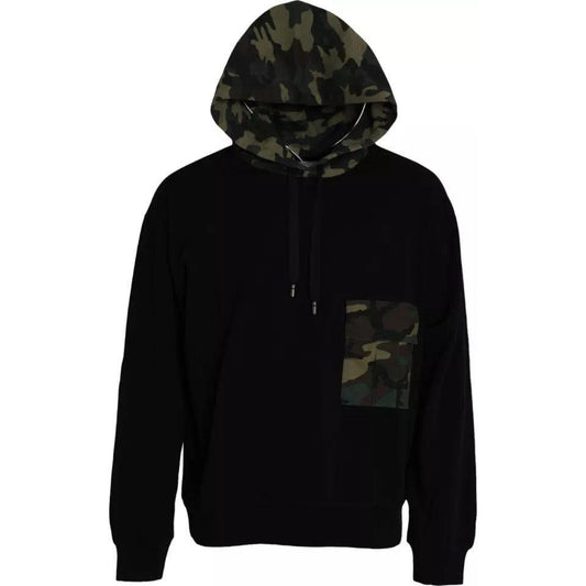 Dolce & Gabbana Black Camouflage Hooded Sweatshirt Sweater Dolce & Gabbana Black