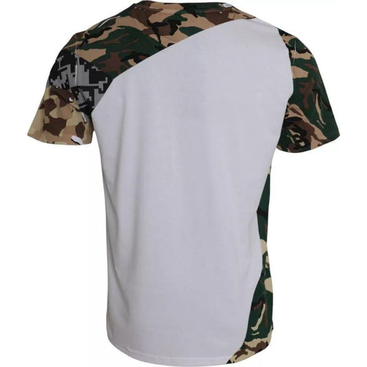 Dolce & Gabbana White Camouflage Stars Crew Neck Men T-shirt Dolce & Gabbana Gray