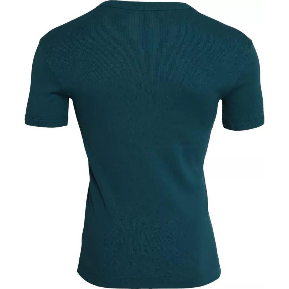 Dolce & Gabbana Blue Green Cotton Round Neck Short Sleeves T-shirt Dolce & Gabbana