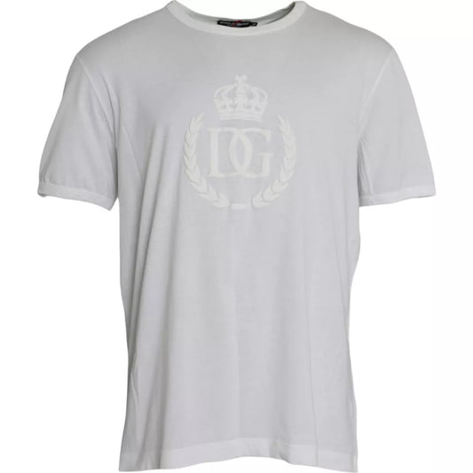 Dolce & Gabbana White Logo Embossed Cotton Crewneck T-shirt 1728,67345645728,Clothing,Dolce & Gabbana,IT56 | XXL,Material: 100% Cotton,Men,Preowned / Defect,T-Shirts - Clothing,T-Shirts - Men - Clothing,T-Shirts - T-Shirts - Clothing,White
