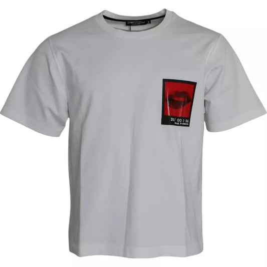 Dolce & Gabbana White Red Lips Print Cotton Men T-shirt 1728,67345645728,Clothing,Dolce & Gabbana,IT48 | M,Material: 59% Cotton 38% Nylon 3% Elastane,Men,Men - Clothing,Preowned / Defect,T-Shirts - Clothing,T-Shirts - Men - Clothing,T-Shirts - T-Shirts -