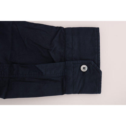 John Galliano Blue Casual Cotton Long Sleeve Shirt