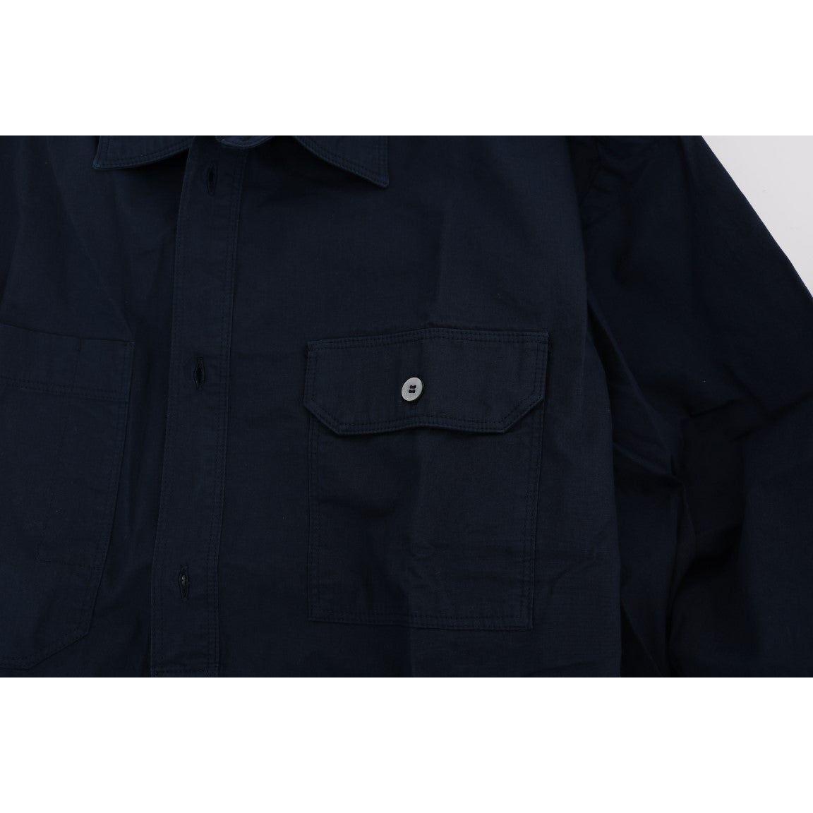 John Galliano Elegant Blue Cotton Casual Shirt John Galliano