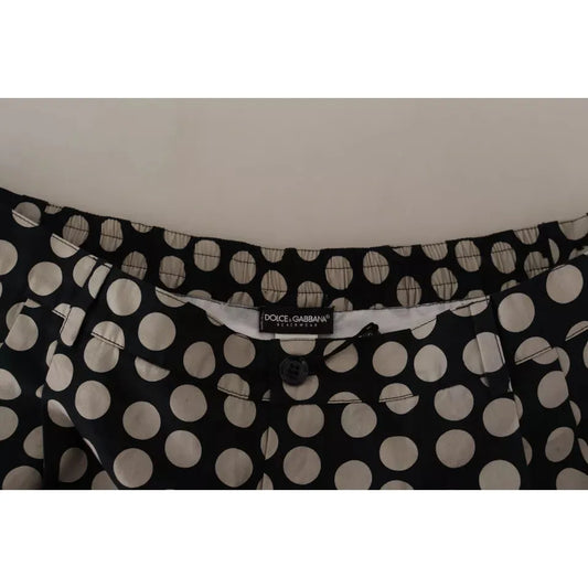 Dolce & Gabbana Black White Polka Dots Cotton Linen Shorts Dolce & Gabbana