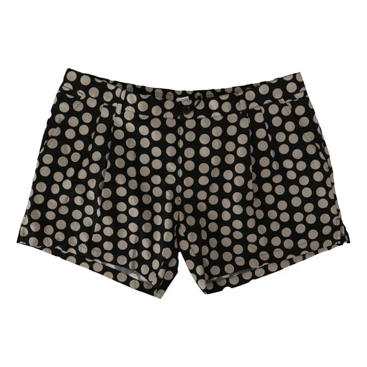 Dolce & Gabbana Black White Polka Dots Cotton Linen Shorts Dolce & Gabbana