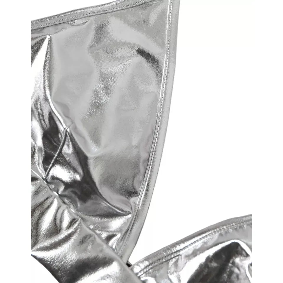 بلوزة قصيرة بدون أكمام من البوليستر باللون الفضي من دولتشي آند غابانا