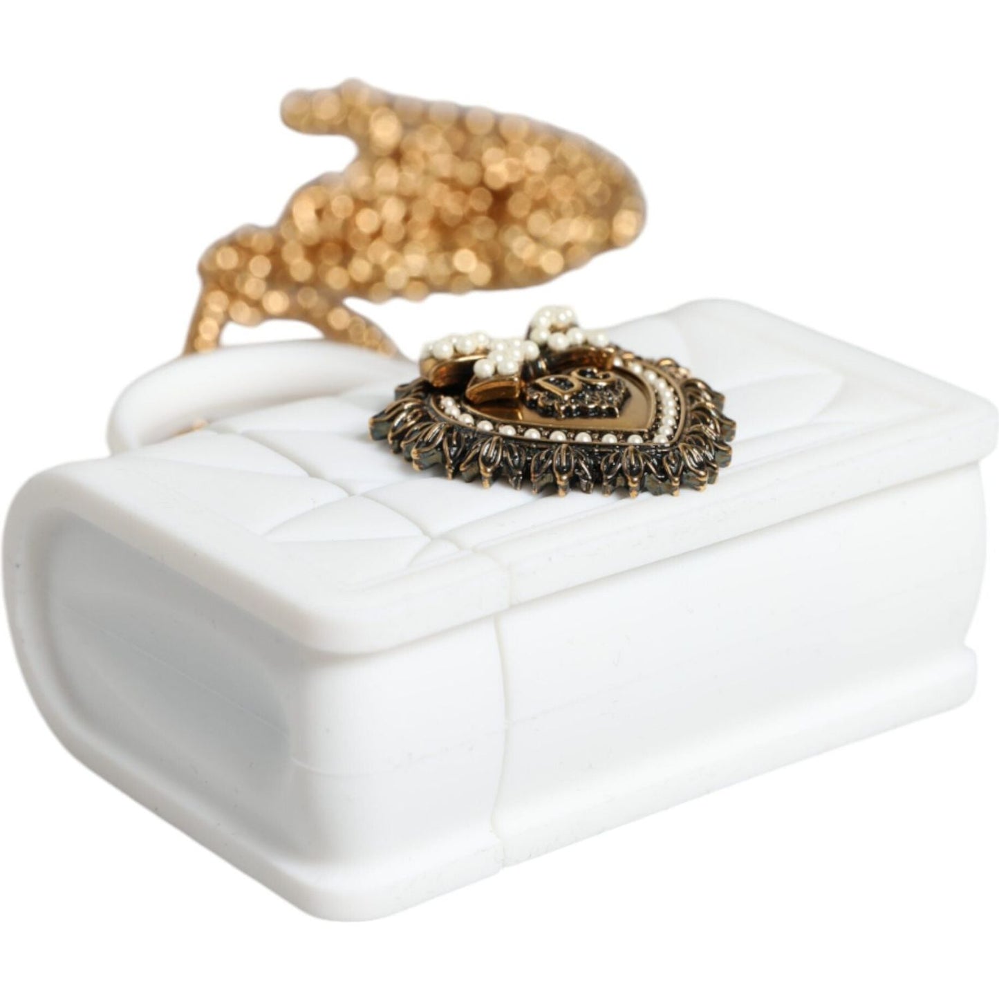 Dolce & Gabbana White Silicone Devotion Heart Cover Hand Bag Airpod Case Dolce & Gabbana