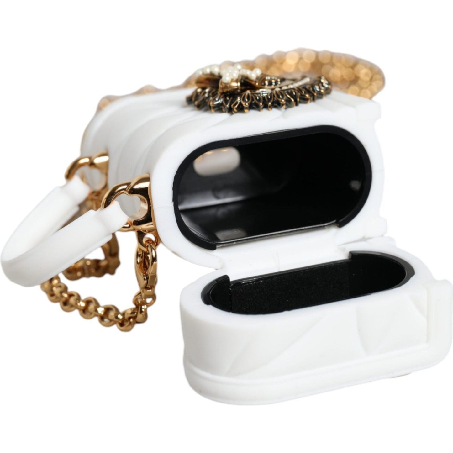 Dolce & Gabbana White Silicone Devotion Heart Cover Hand Bag Airpod Case Dolce & Gabbana