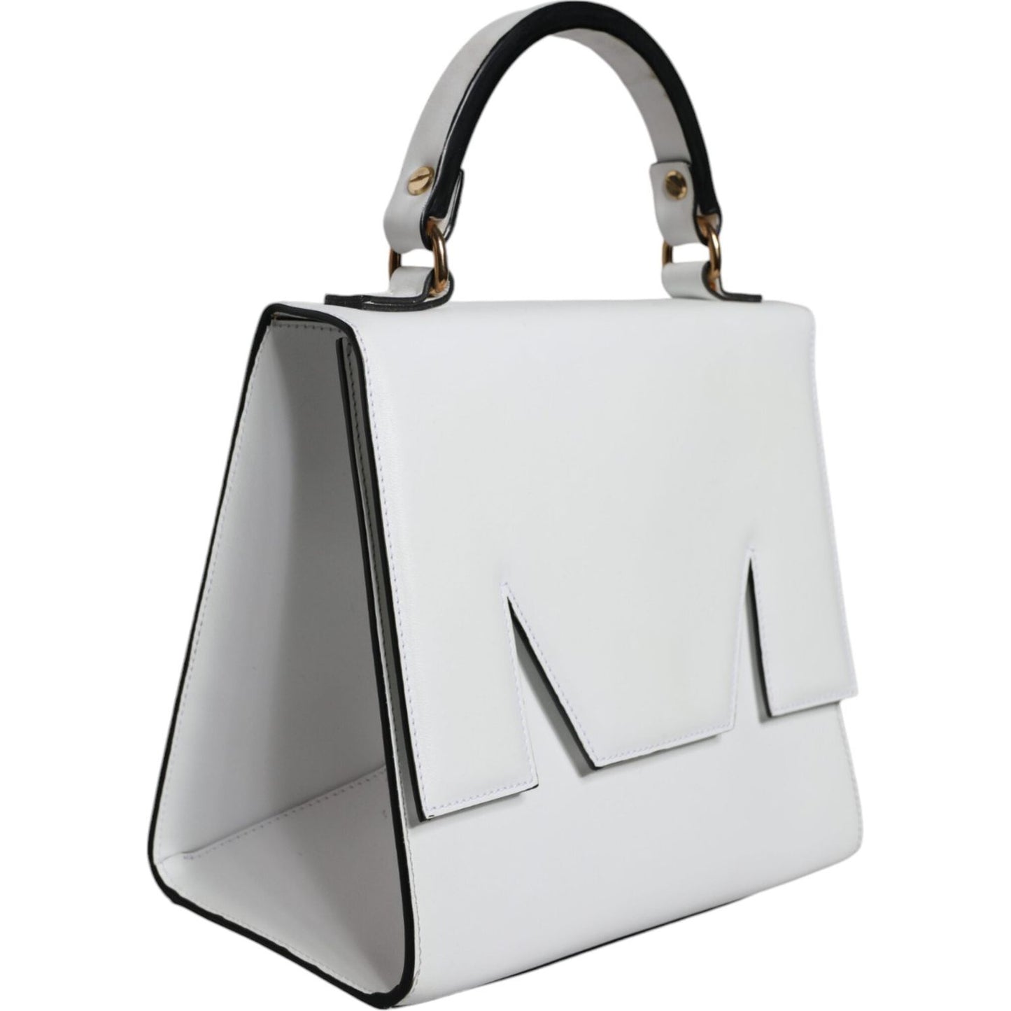 MSGM White Bovine Leather Top Handle Handbag Satchel Purse Bag MSGM