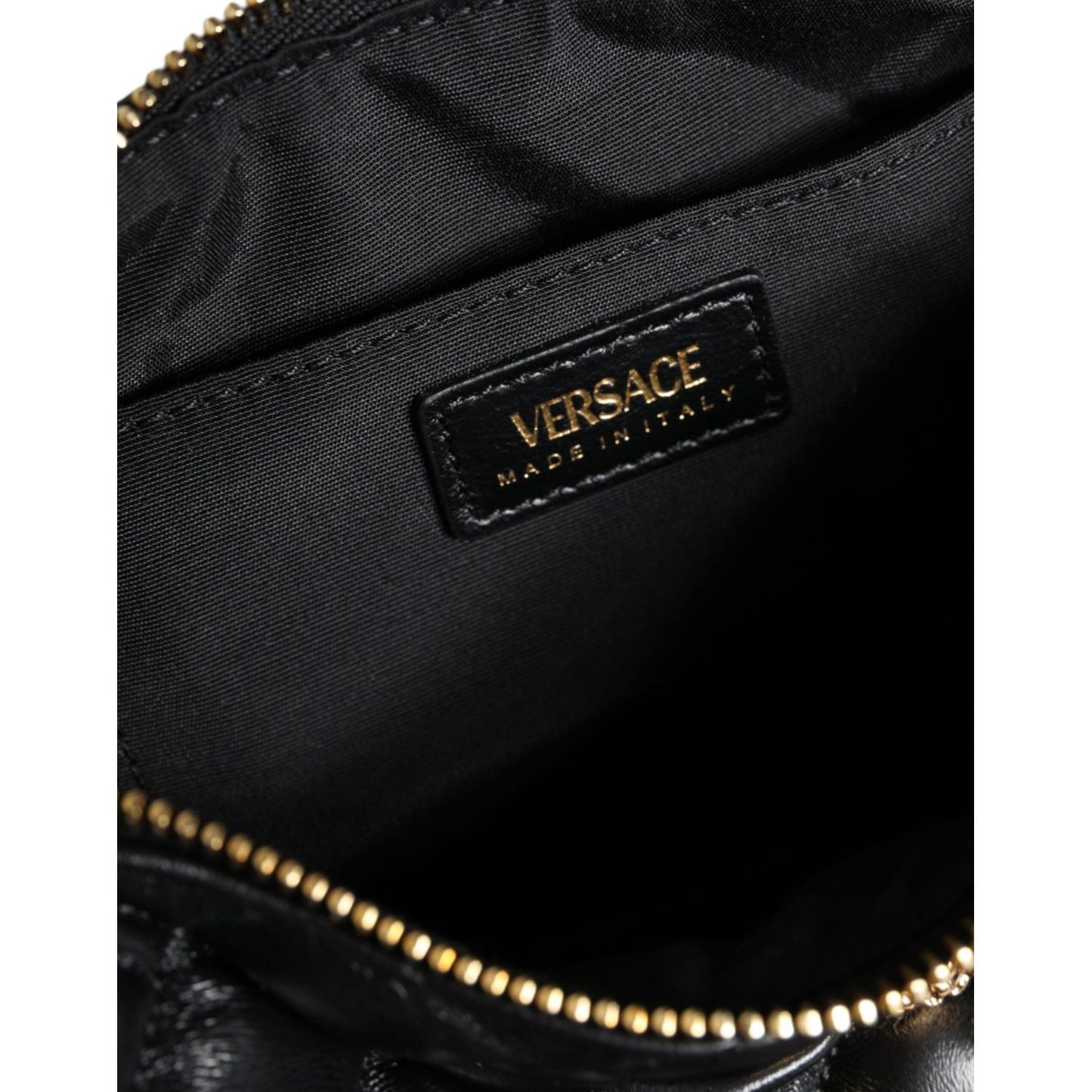 Versace Black Mini Quilted Lambskin Leather Crossbody Sling Bag Versace