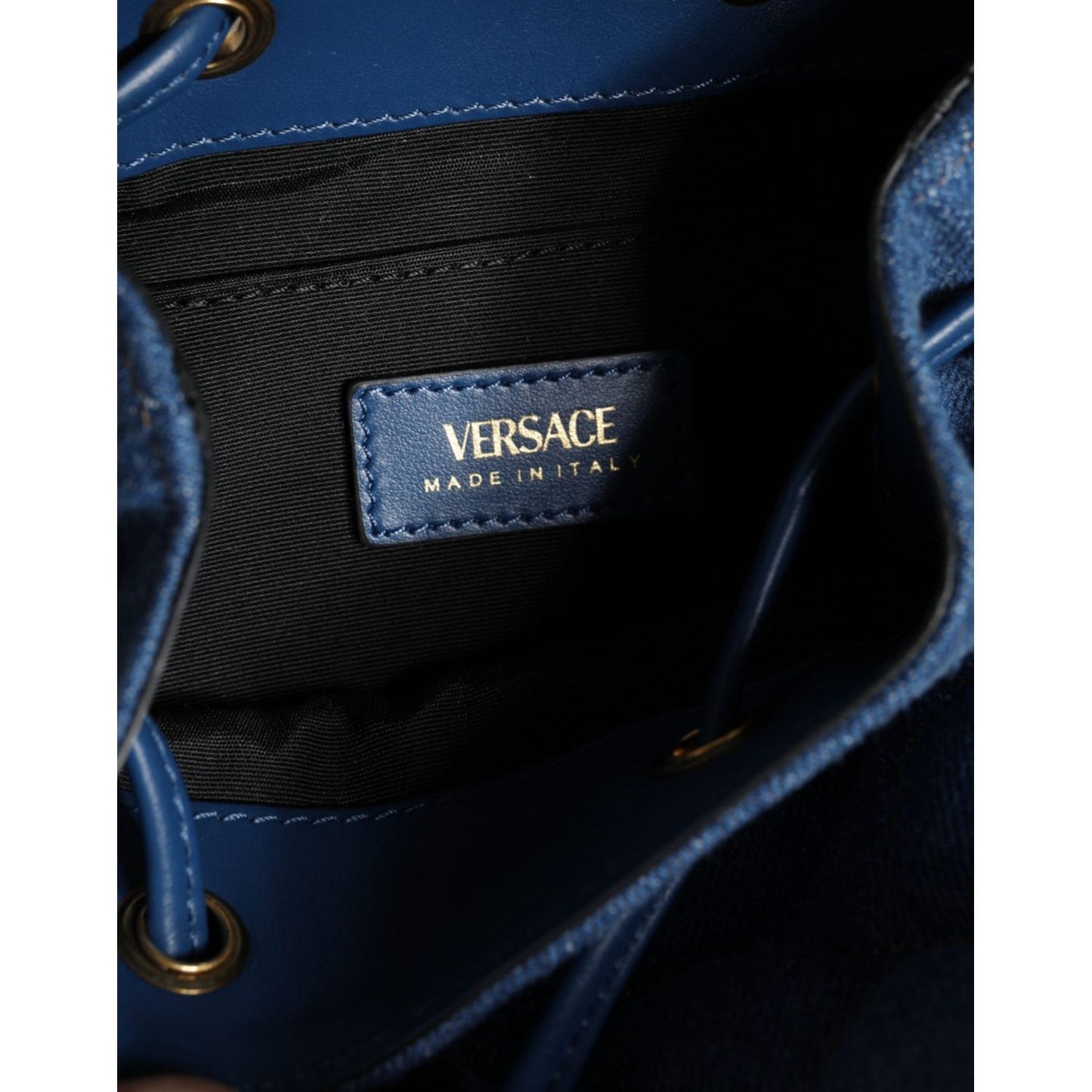 Versace Blue Quilted Denim Leather Crossbody Shoulder Bag Versace Black