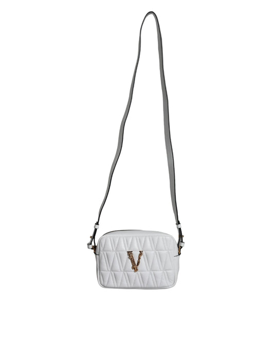 Versace White Quilted Nappa Leather Crossbody Shoulder Bag Versace