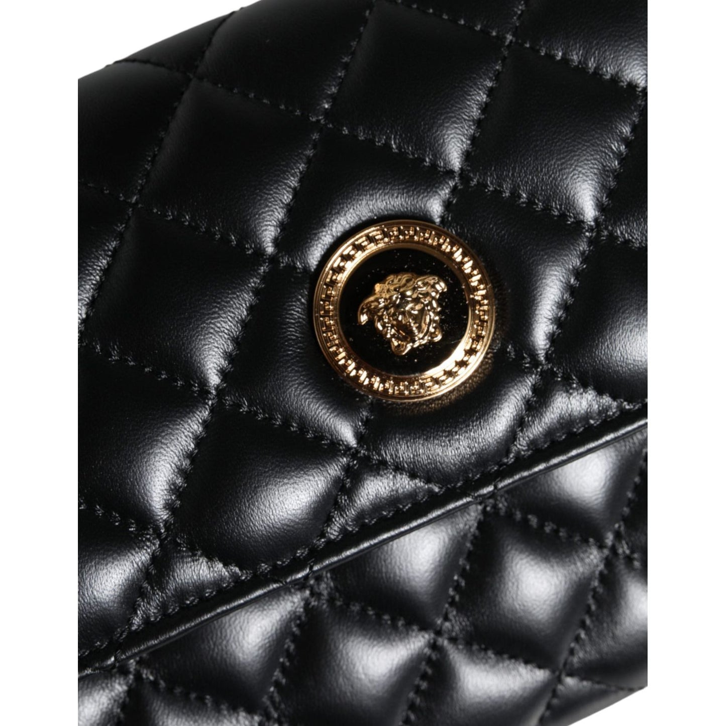 Versace Black Quilted Nappa Leather Crossbody Shoulder Bag Versace