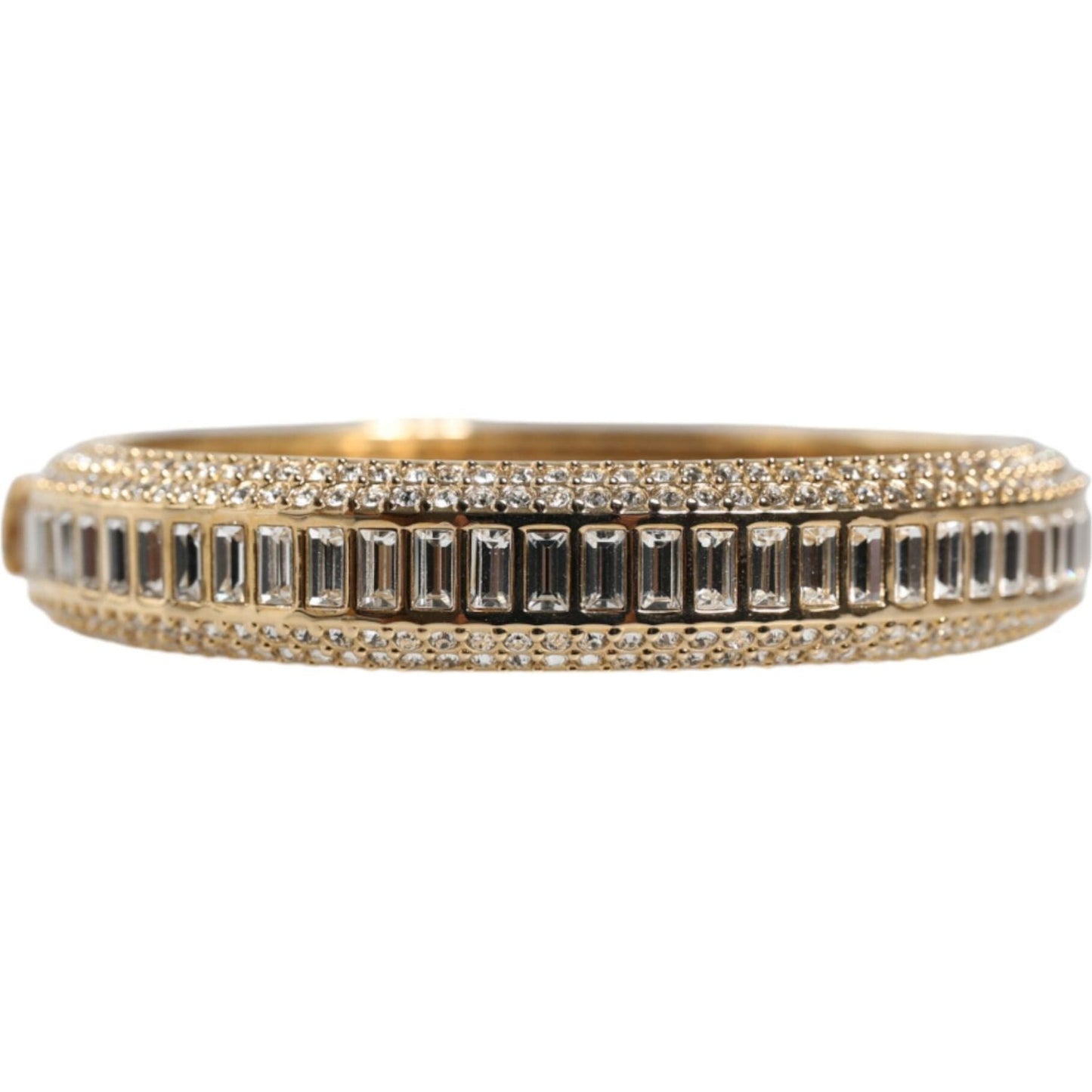 Dolce & Gabbana Gold Tone Brass Crystal Stass DG Round Bangle Bracelet Dolce & Gabbana