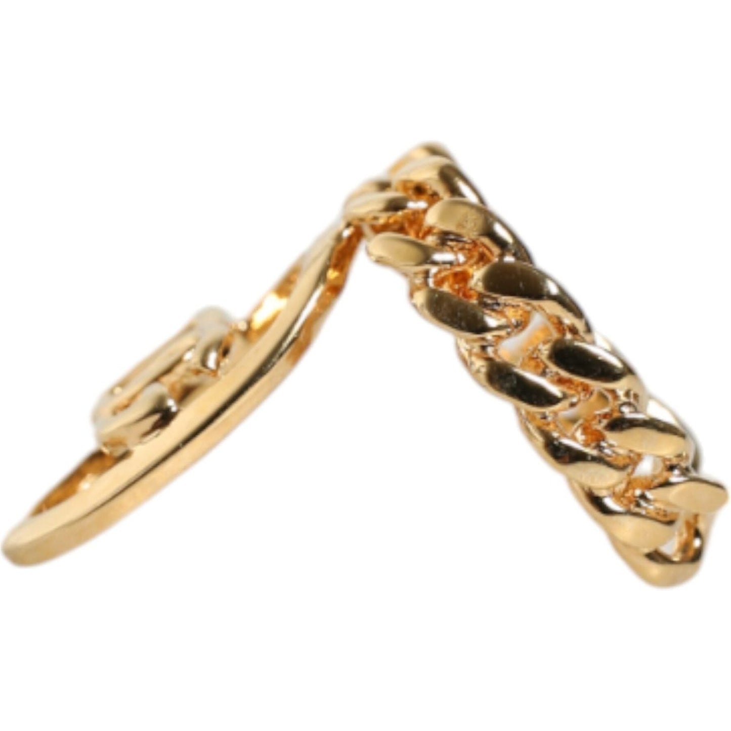 Dolce & Gabbana Gold Plated Open DG Logo Curb Chain Ring Ring Dolce & Gabbana