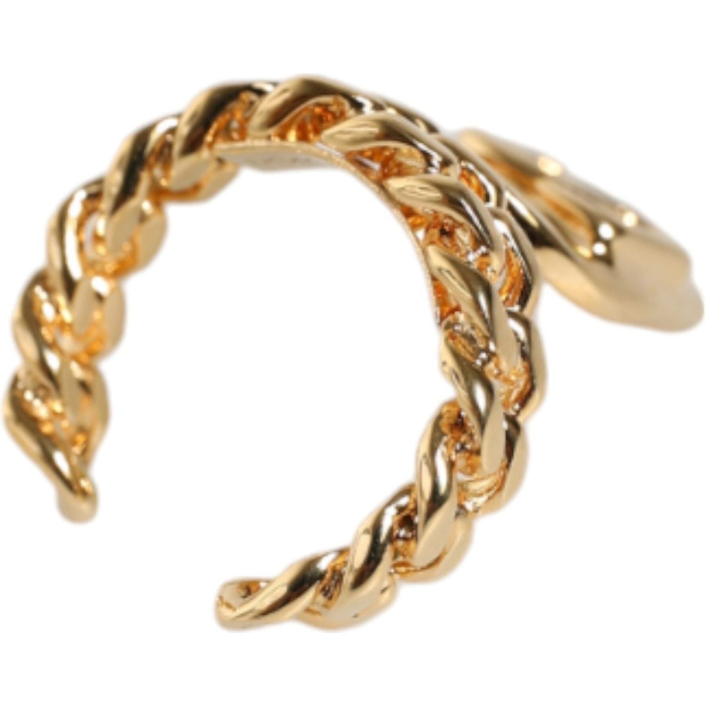 Dolce & Gabbana Gold Plated Open DG Logo Curb Chain Ring Ring Dolce & Gabbana