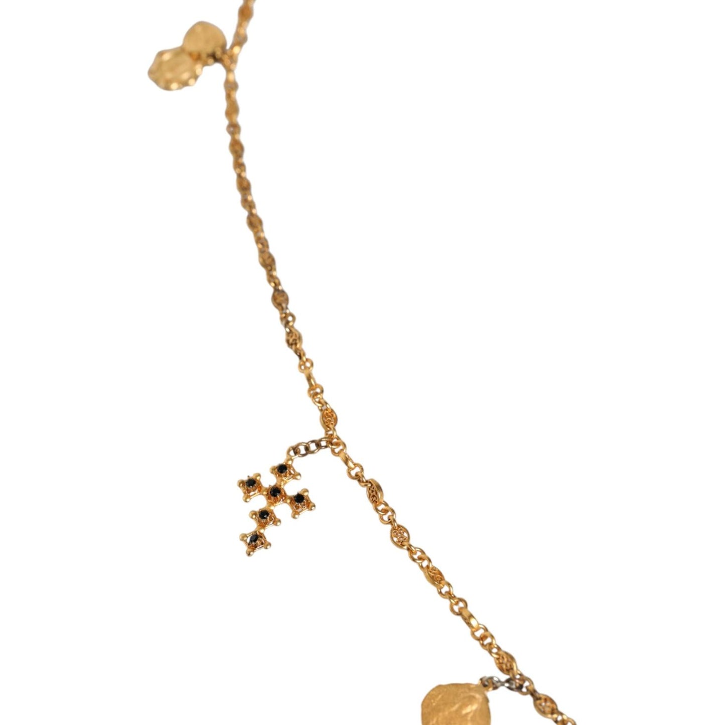 Dolce & Gabbana Gold Tone Brass Chain Religious Cross Pendant Necklace Necklace Dolce & Gabbana