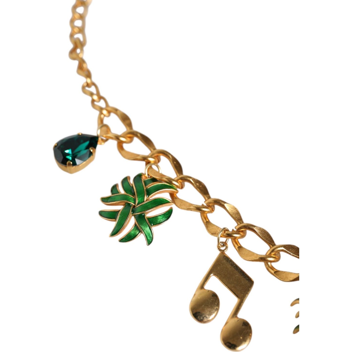 Dolce & Gabbana Gold Tone Brass Chain Pineapple Crystal Musical Necklace Necklace Dolce & Gabbana