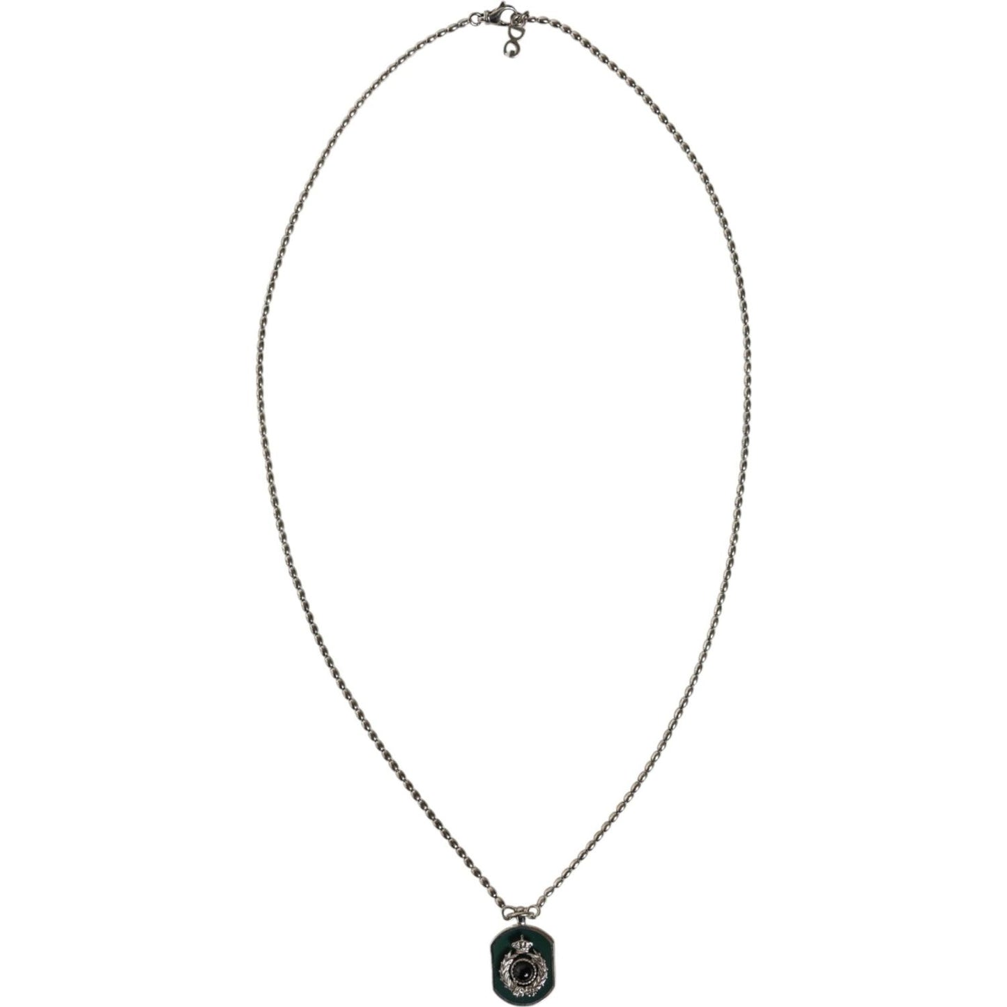 Dolce & Gabbana Sterling Silver 925 Chain Bar Gem Pendant Logo Necklace Necklace Dolce & Gabbana