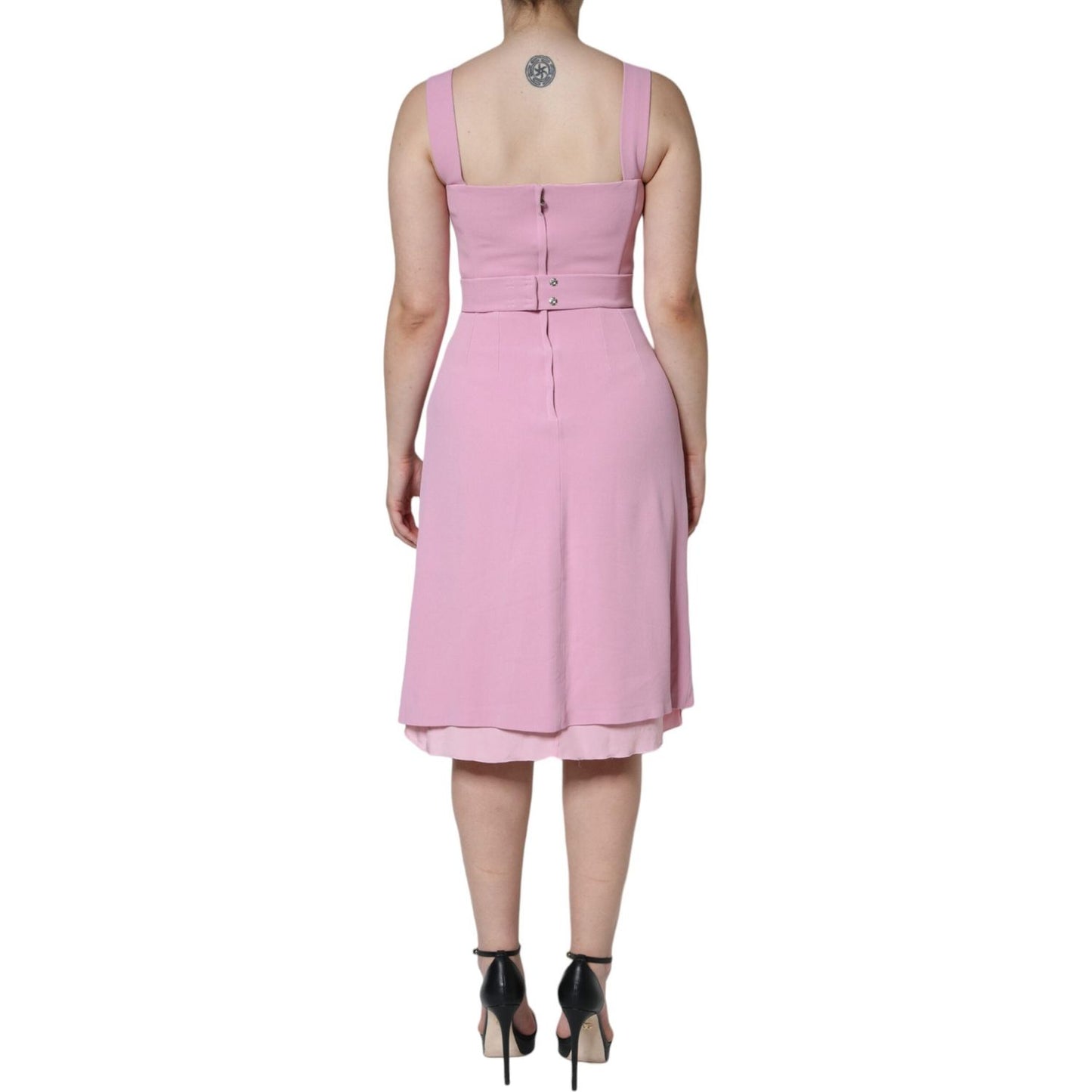 Dolce & Gabbana Pink A-line Flare Viscose Sleeveless Dress Dolce & Gabbana