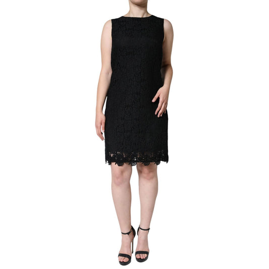 Dolce & Gabbana Black Floral Lace Sheath Sleeveless Mini Dress Dolce & Gabbana