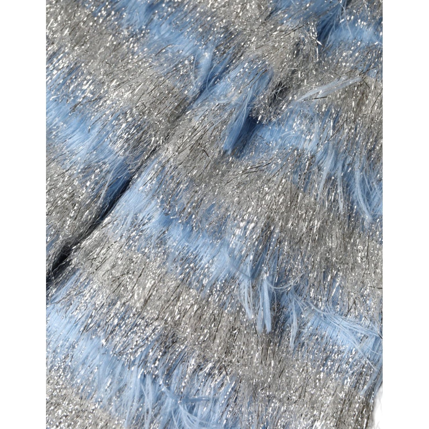 Dolce & Gabbana Light Blue Silver Jacquard A-line Midi Dress