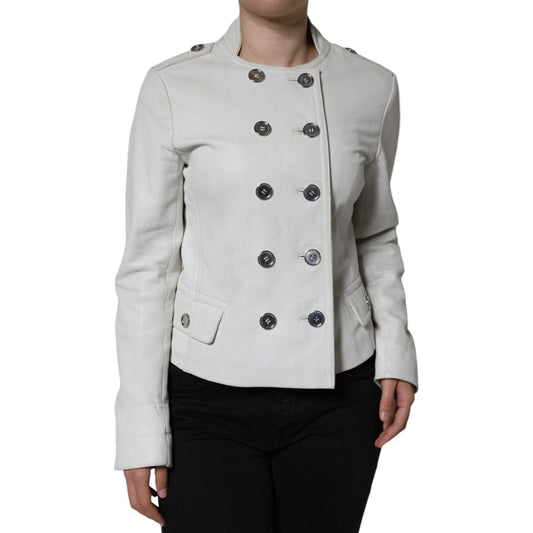 Dolce & Gabbana White Double Breasted Blazer Coat Jacket Dolce & Gabbana Gray