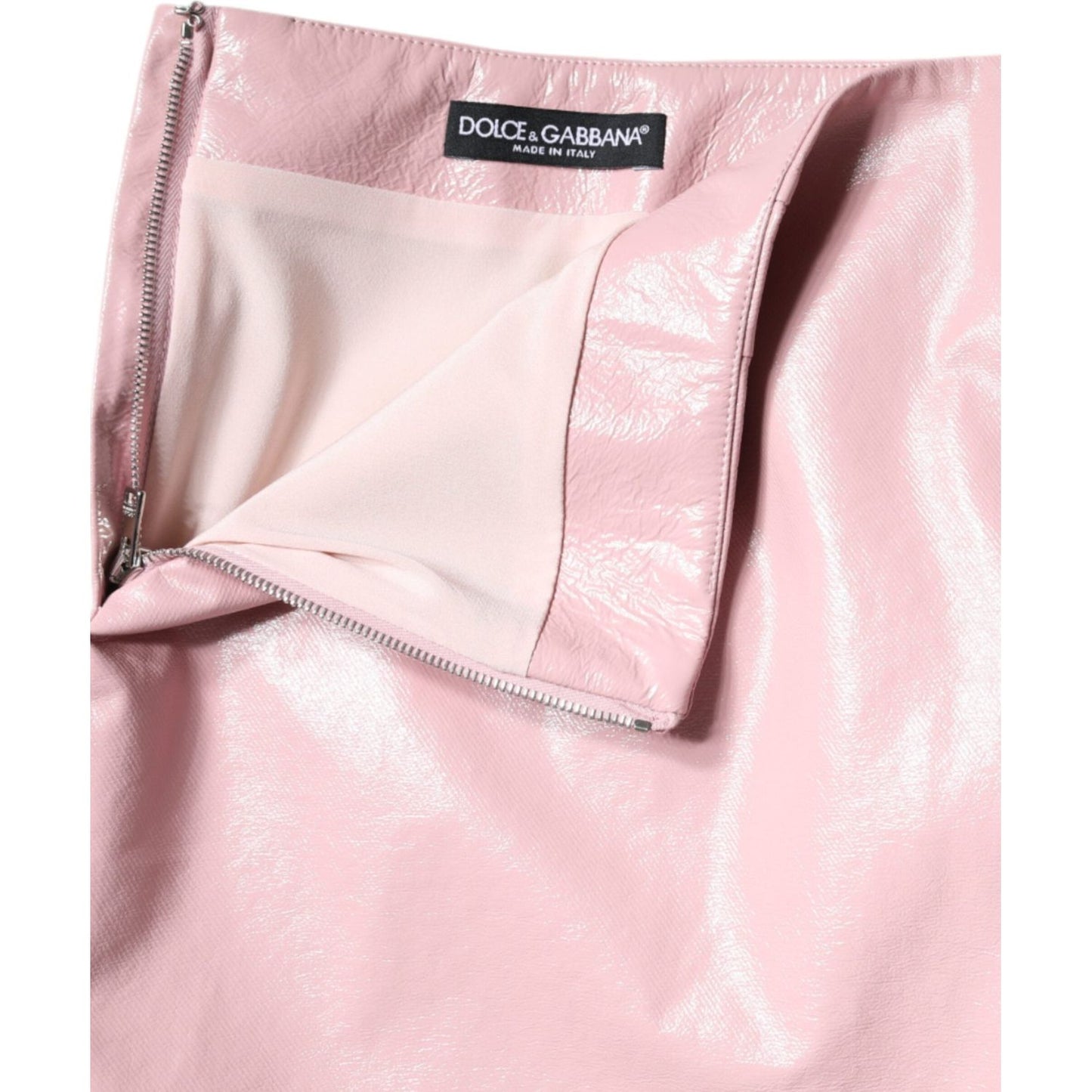 Dolce & Gabbana Glossy Pink Cotton High Waist Mini Skirt Dolce & Gabbana