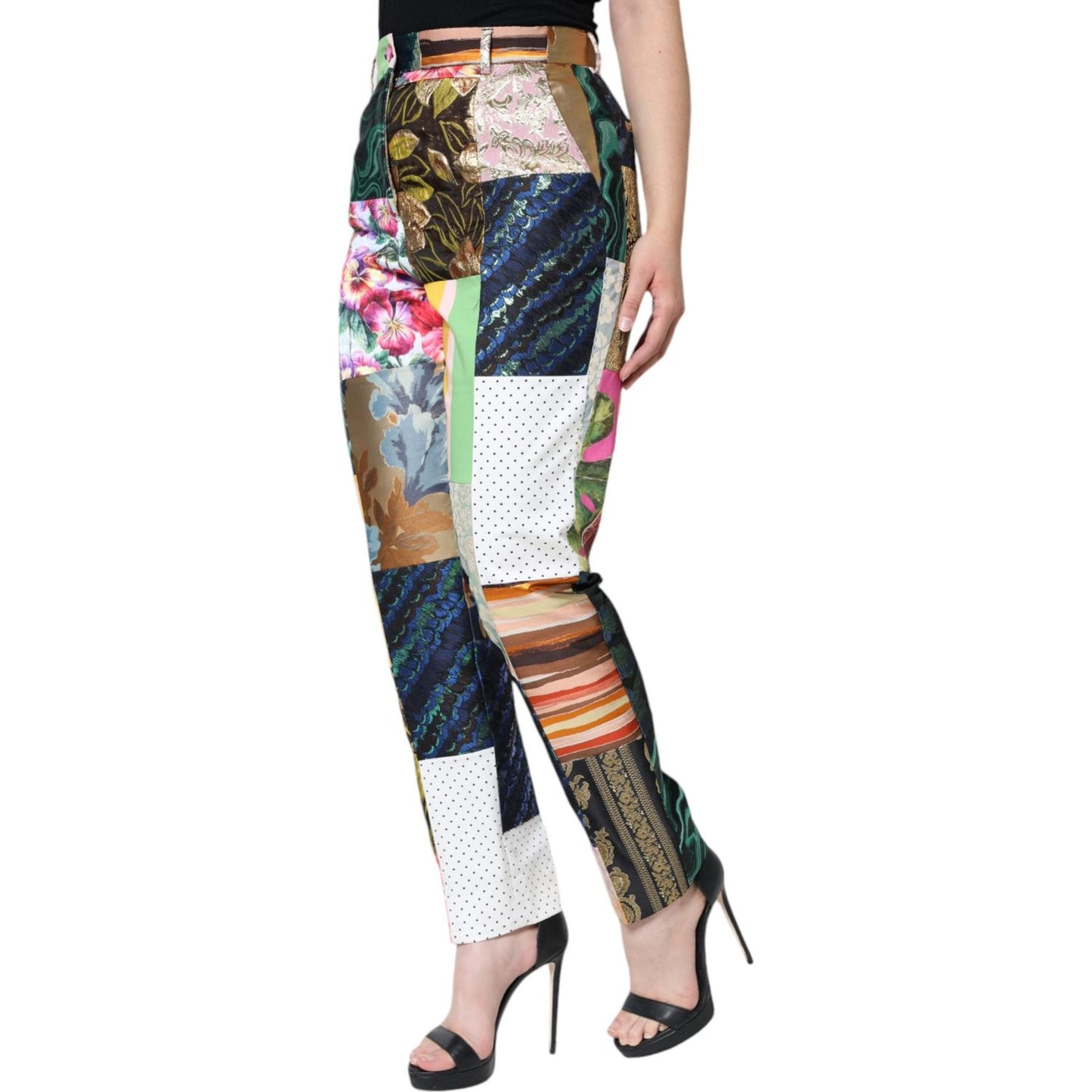 Dolce & Gabbana Multicolor Patchwork Jacquard High Waist Pants Dolce & Gabbana