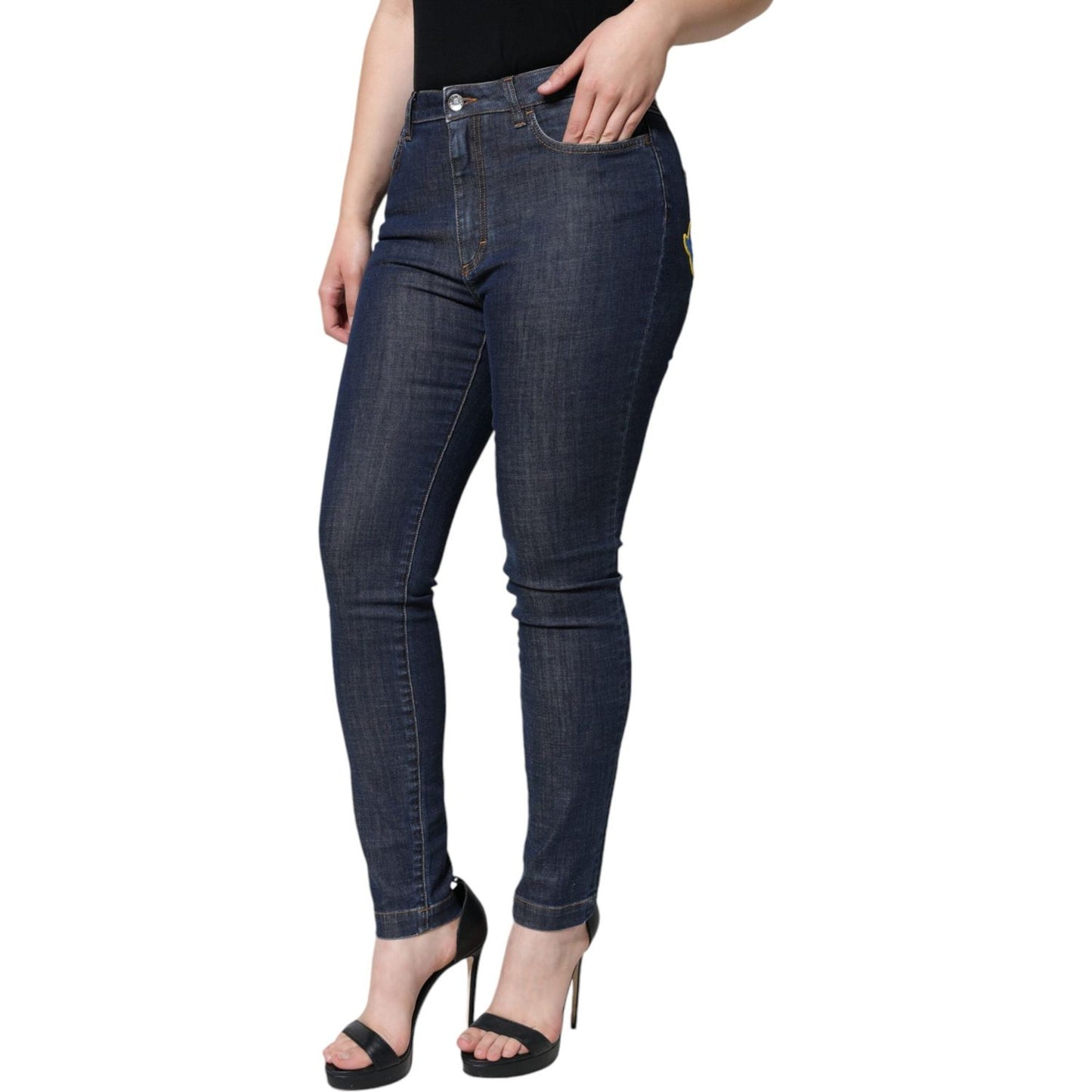 Dolce & Gabbana Dark Blue QUEEN Cotton Skinny Denim Jeans Dolce & Gabbana