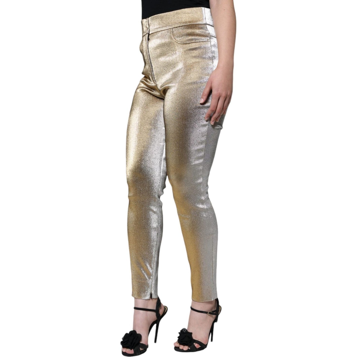 Dolce & Gabbana Metallic Gold High Waist Skinny Pants Dolce & Gabbana