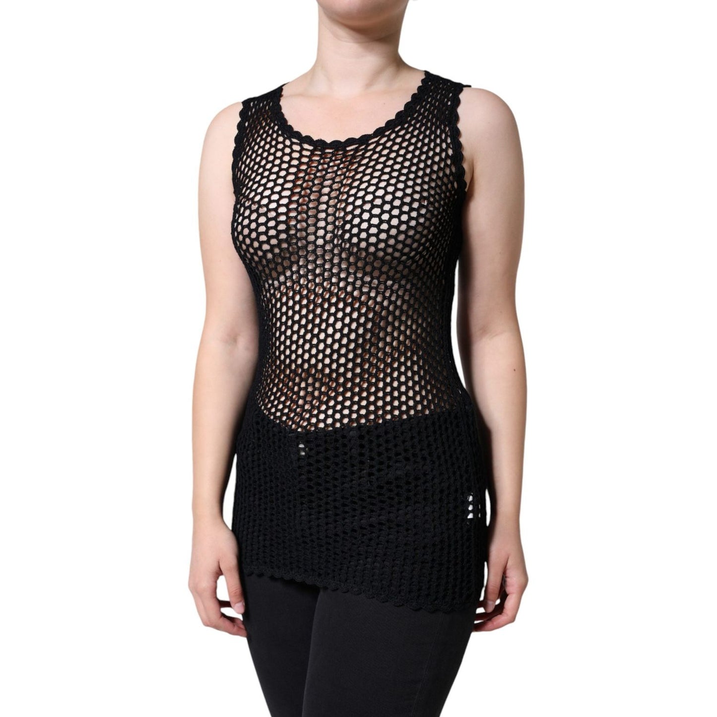 Dolce & Gabbana Black Mesh See Through Sleeveless Tank Top Dolce & Gabbana