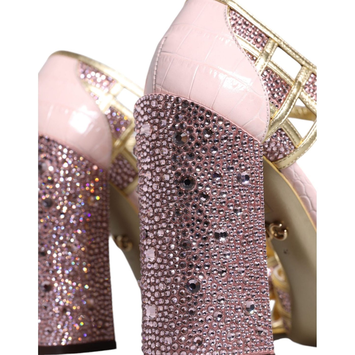 Dolce & Gabbana Pink Strass Crystals T-strap Sandals Shoes Dolce & Gabbana