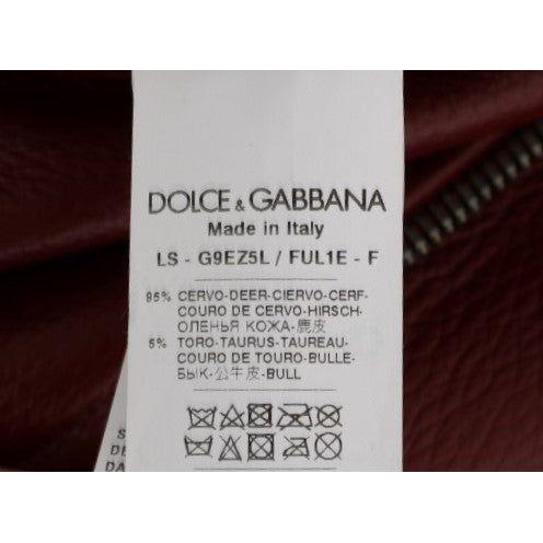 Dolce & Gabbana Radiant Red Leather Biker Motorcycle Jacket Coats & Jackets Dolce & Gabbana