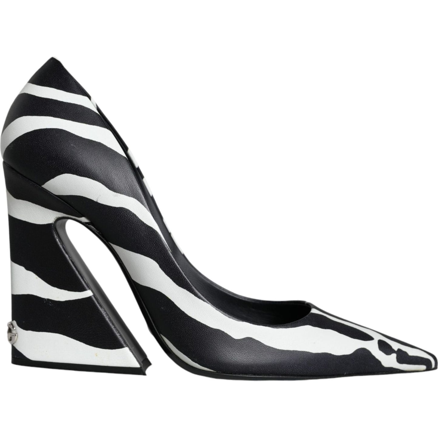 Dolce & Gabbana White Black Zebra Leather Heels Pumps Shoes Dolce & Gabbana