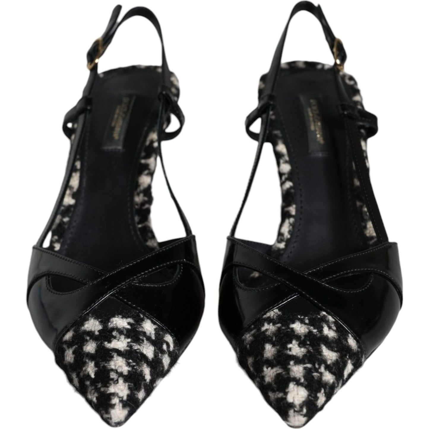 Dolce & Gabbana Black Leather Houndstooth Slingback Shoes Dolce & Gabbana