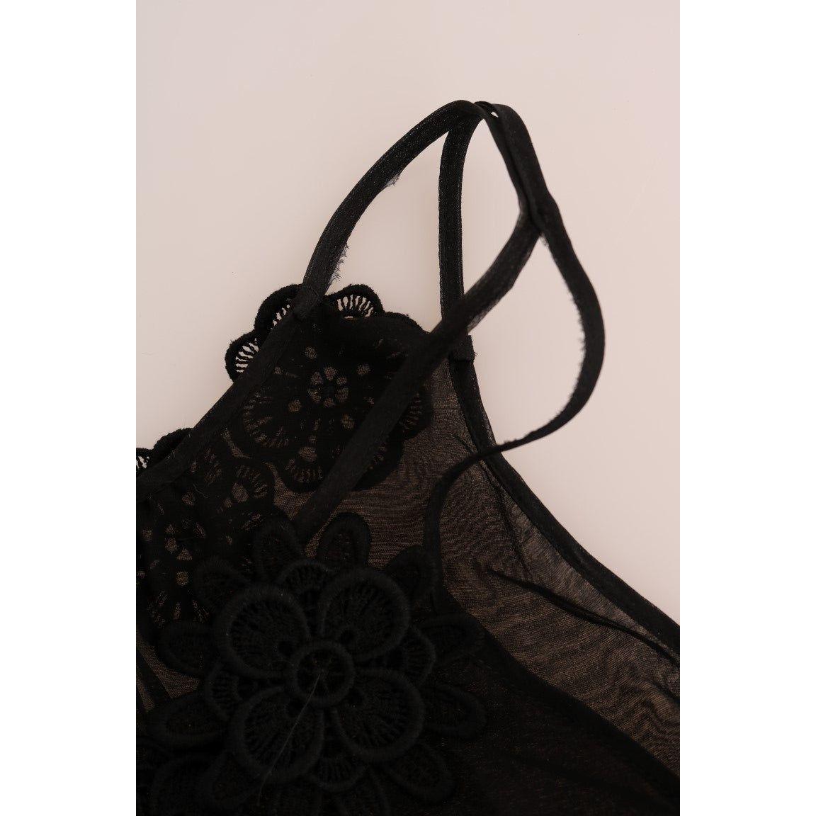 Dolce & Gabbana Elegant Black Silk Lace Chemise Dress Dolce & Gabbana