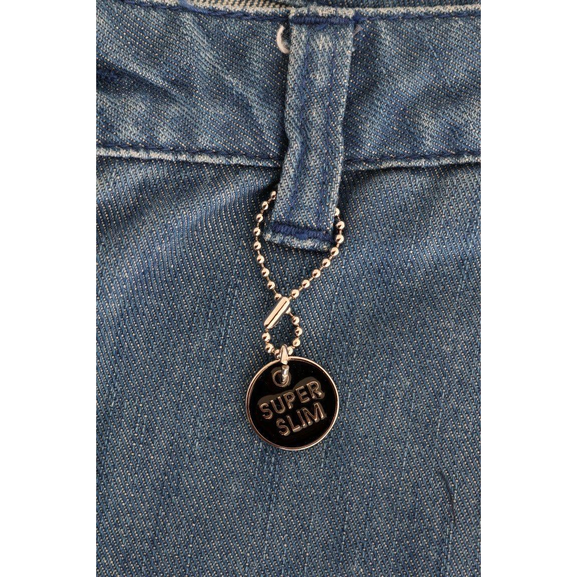 超修身蓝色洗水棉牛仔裤