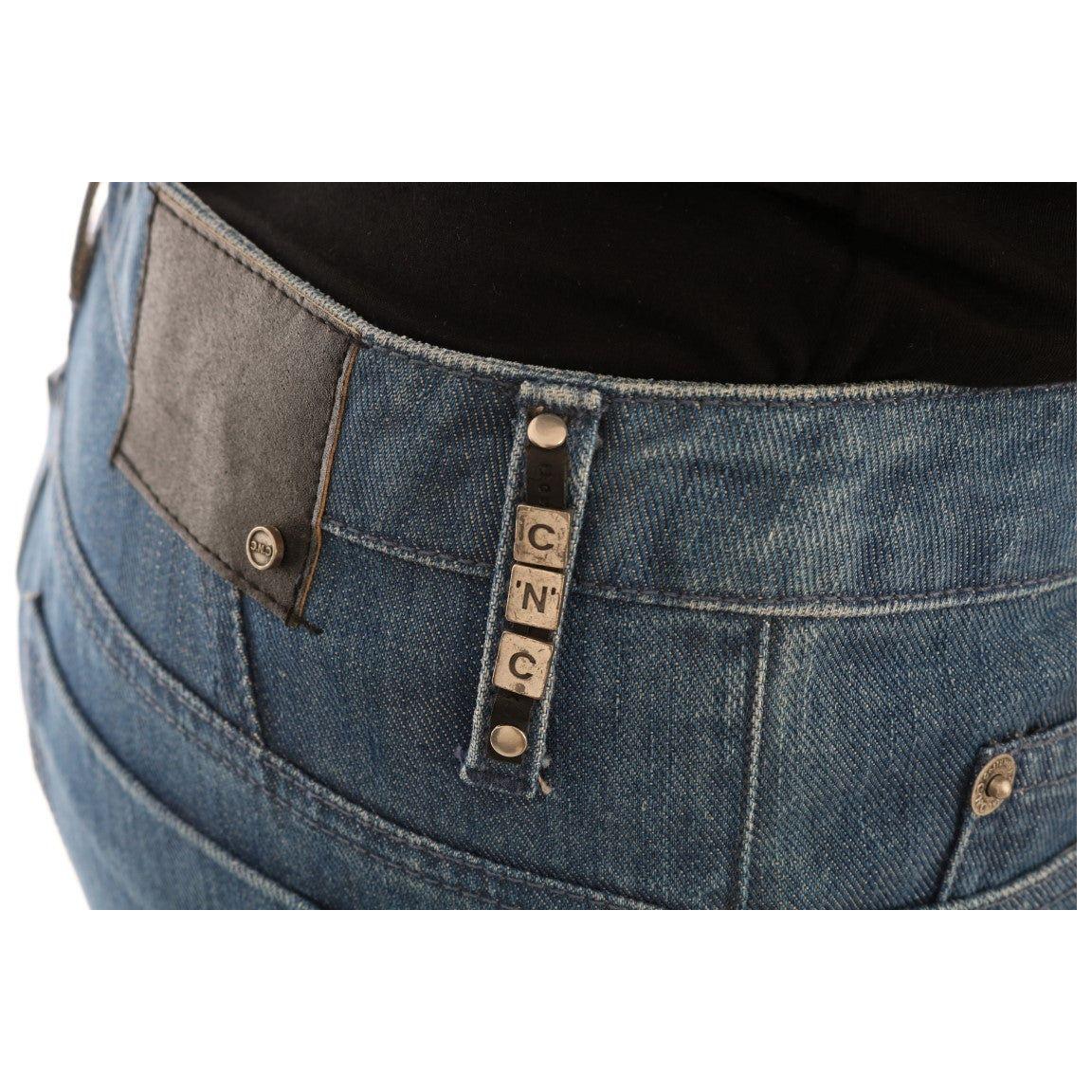 优雅男孩款蓝色洗水牛仔裤