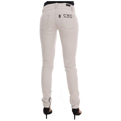 Costume National White Cotton Stretch Slim Jeans