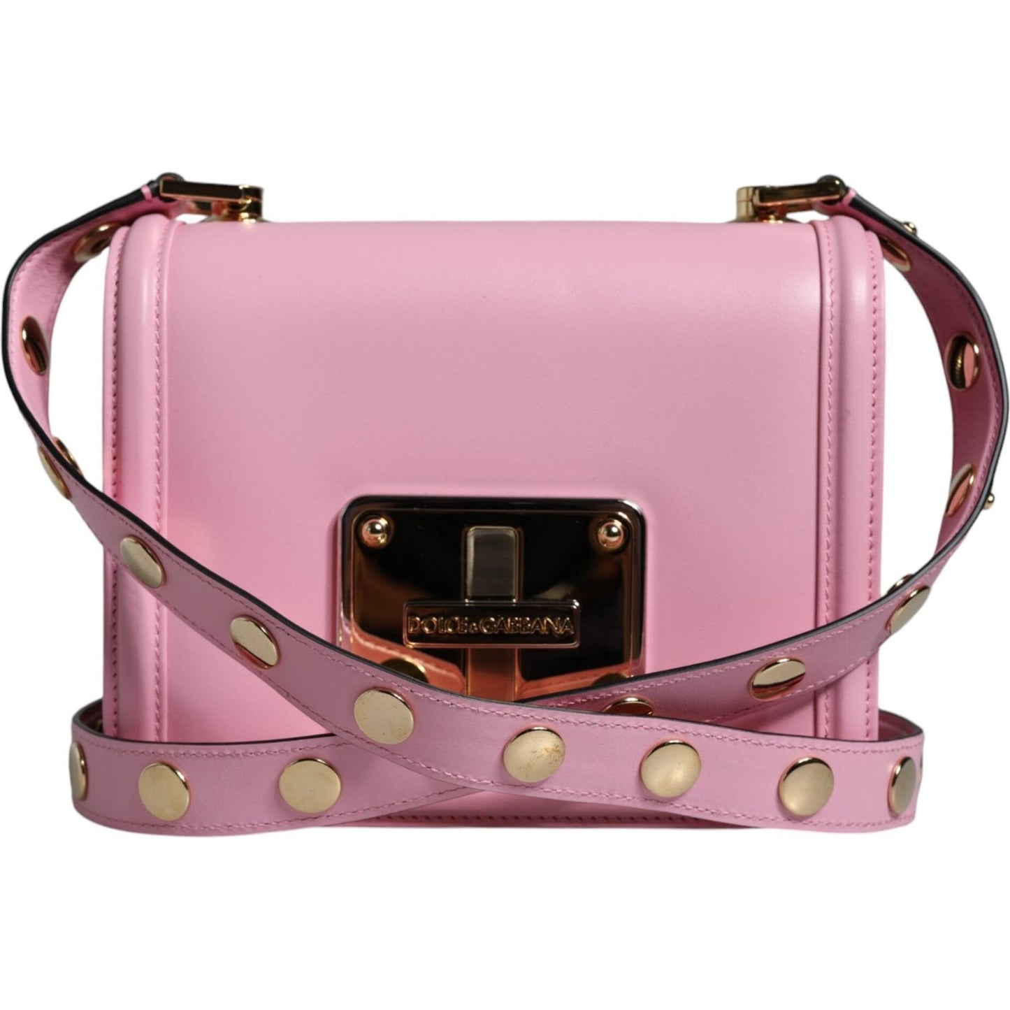 Dolce & Gabbana Baby Pink LOLA Leather Studded Crossbody Strap Bag Dolce & Gabbana