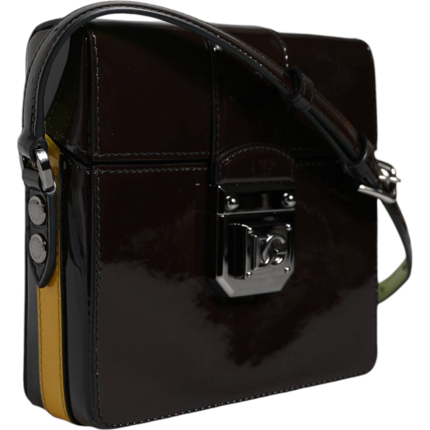 Dolce & Gabbana Black Glossy Leather Crossbody Shoulder Bag Dolce & Gabbana