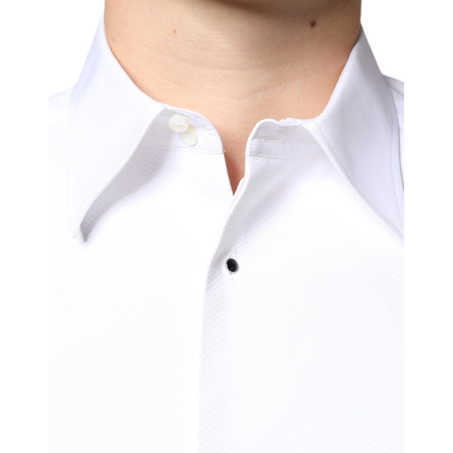 Dolce & Gabbana White Bib Cotton Poplin Formal Dress Shirt Dolce & Gabbana